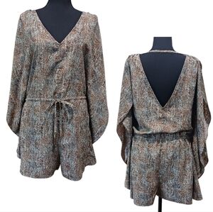 Ark & Co Butterfly Sleeve Romper Snakeskin